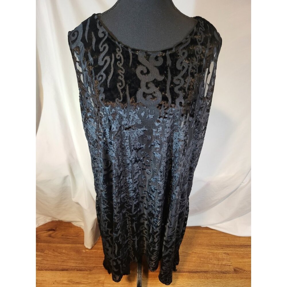 NWT Colors Artwear Black 100% Silk OSFA Burnout Sleeveless Dress‎